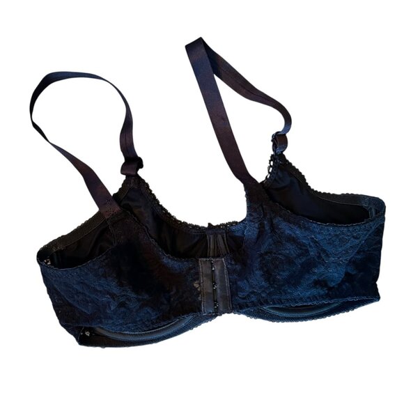 Vintage Bali Floral Black Lace Lingerie Underwire Bra 38C - Picture 4 of 7